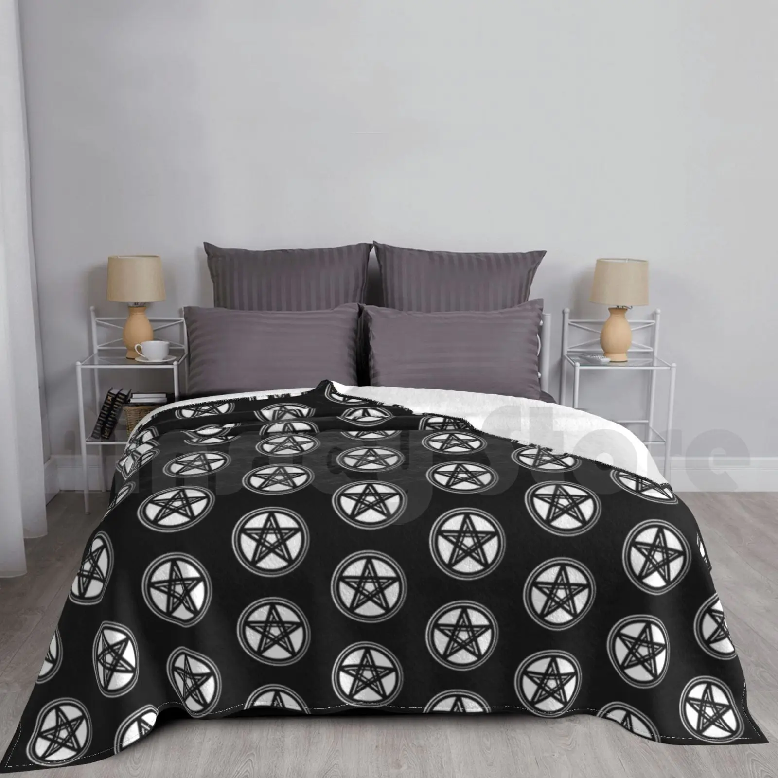 Manta para personal para sofá cama, personal de estrella de viaje, pentáculo gótico, bruja Wicca, hechizo de incantación oscura
