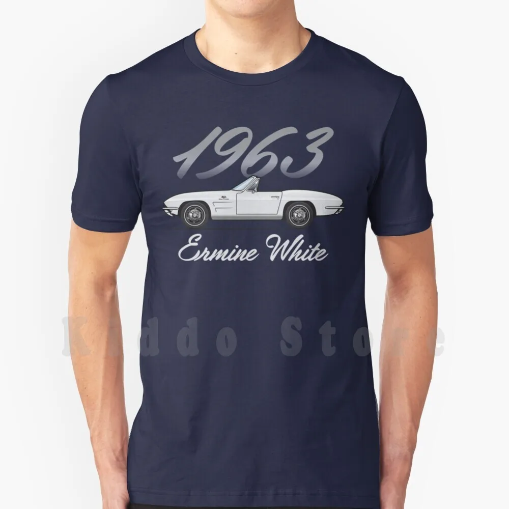 Camiseta blanca convertible Ermine para hombre, algodón, S-6xl 63 1963 Coupe Convertible Split Window Z06 Corvette Chevy
