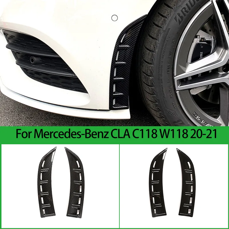 For Mercedes-Benz CLA C118 W118 20-21 ABS Carbon Fiber Car Front Bumper Intake Side Decorative Frame Sticker Car Accessories