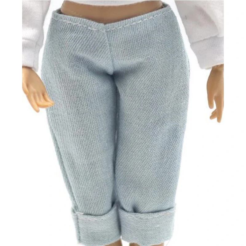 1/6 Doll Clothes Long-sleeved Sweater Pants Denim Grid Daily Wear Accessories Dress Up for Barbie Girl Gift