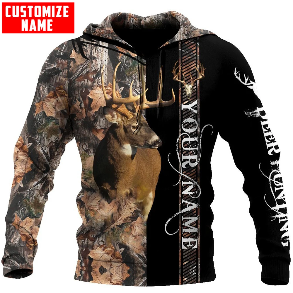 

Deer Hunting Customize Name 3D All Over Printed Men's Hoodie & Sweatshirt Autumn Unisex Zip Hoodies Casual Streetwear KJ815