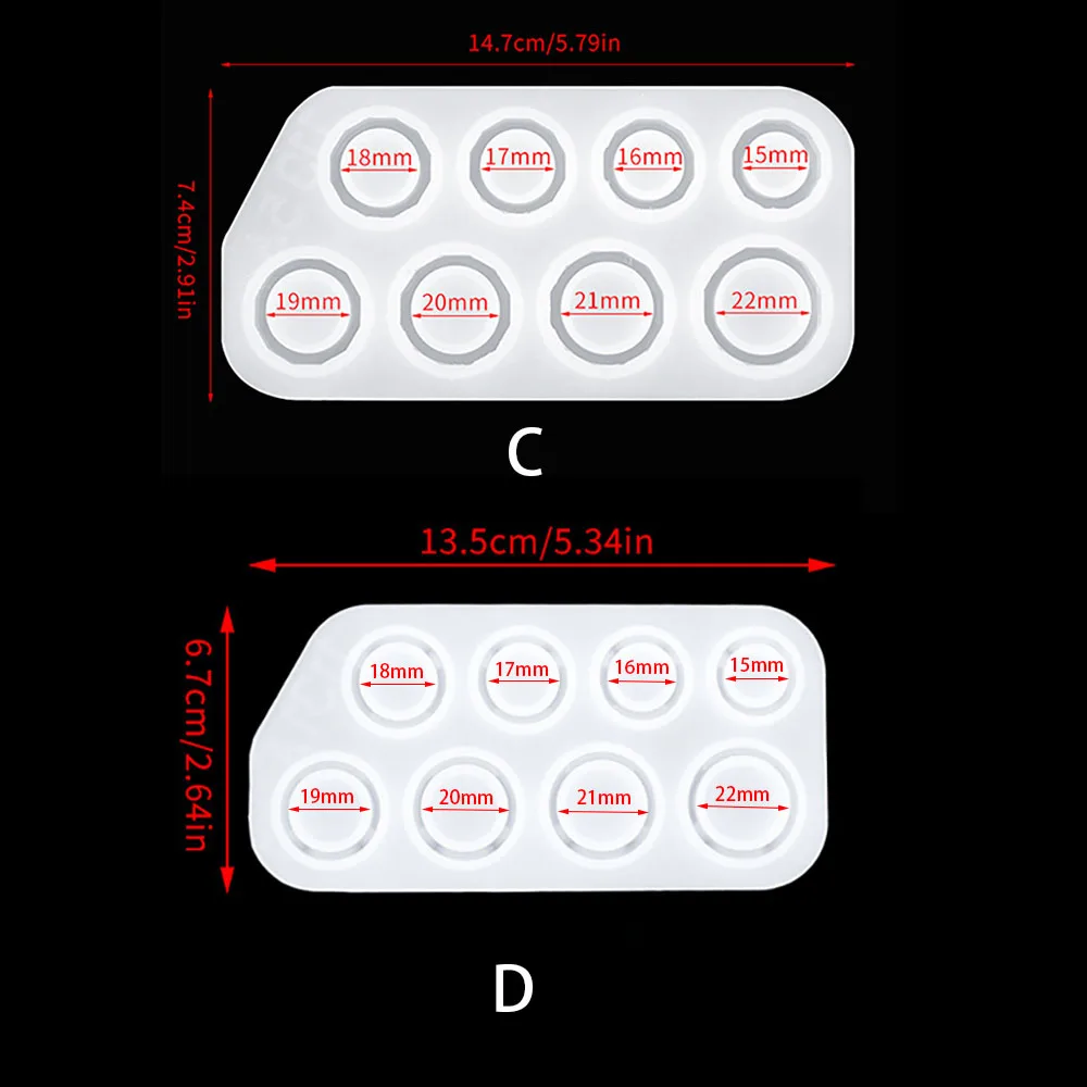 1Pcs 15-22mm Ring Resin Silicone Mold Mixed Size Rings Mold UV Epoxy Resin Mould DIY Crafts Jewelry Accessories Making Tool