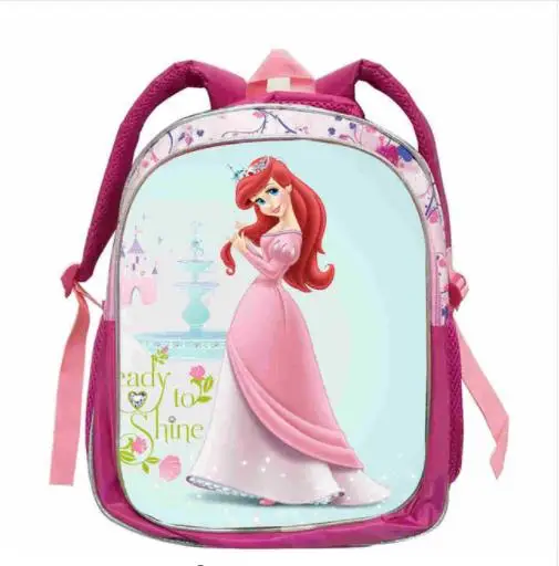 Disney Brand Cartoon Little Mermaid Ariel Princess Backpack Kids School Bag Kindergarten Pink Backpack for Girls 12inch