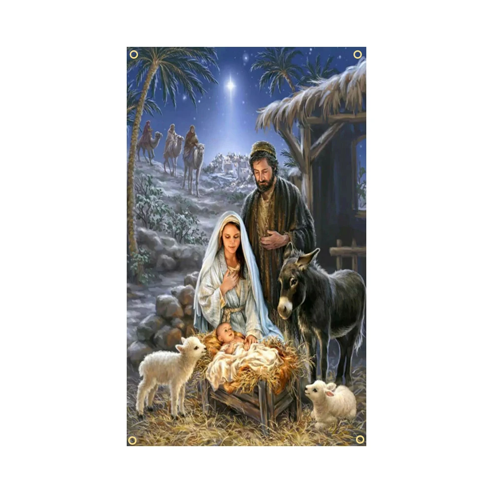 90X150cm 3x5ft Nativity Birth of Jesus Christ Flag