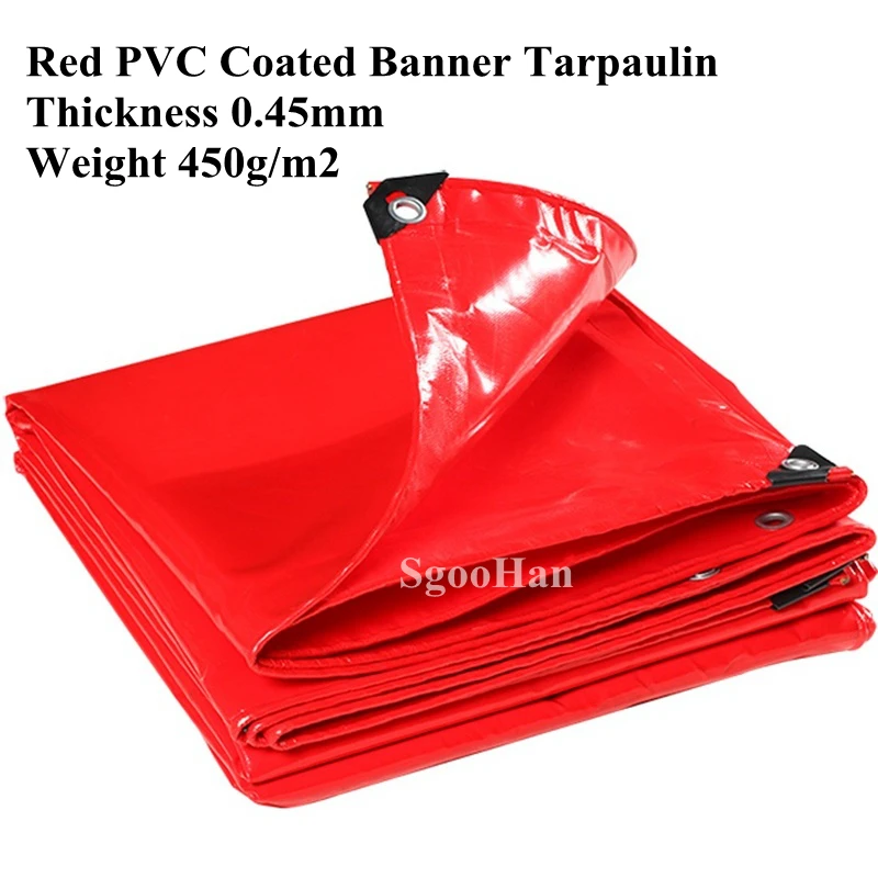 

Red PVC Coated Banner Tarpaulin Oilcloth Rainproof Cloth Outdoor Awning Waterproof Oxford Cloth Sun Shading Sail Shelter 450g/m2