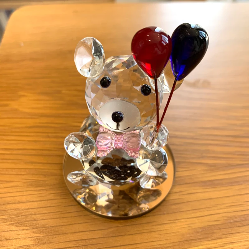 Crystal Bear Paperweight Car Ornament Decor Glass Animal Bear Figurines Home Table Wedding Decor Christmas Gift