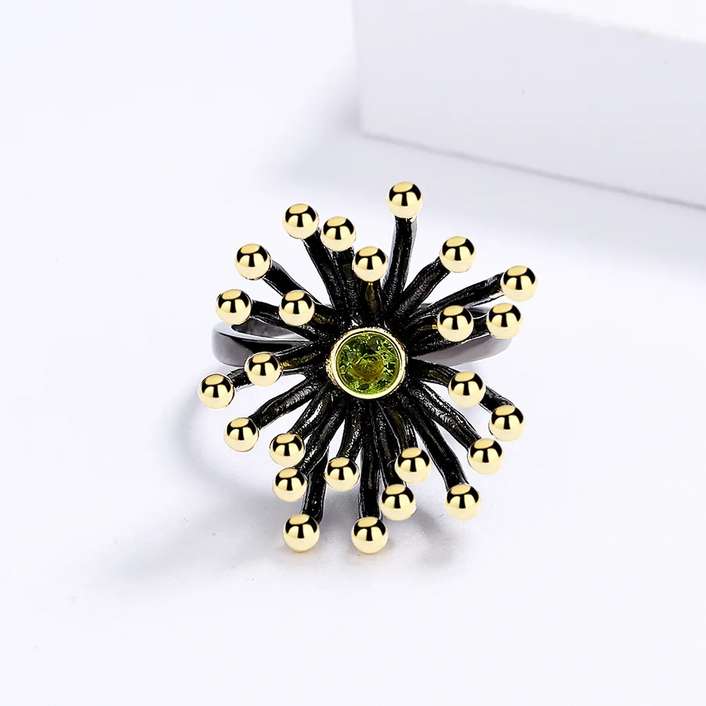 Women's Creative Retro Geometric Flower Heart Ring, Unique