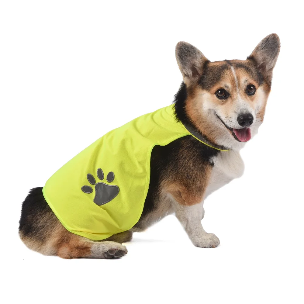 

AYKRM Pet Reflective Vest Jacket Coat High Visibility Fluorescent Puppy Safety Outdoor Dog Shirt Paw Printed Hi Vis Comfortable