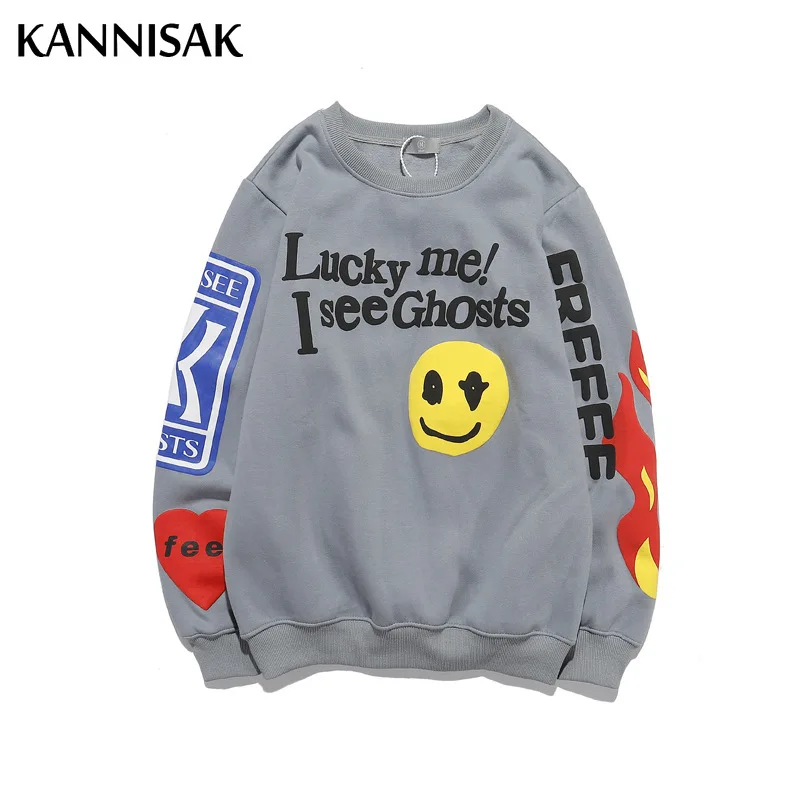 بلوزات نسائية مطبوعة من الصوف رقبة دائرية بلوفرات نسائية ملابس خروج واسعة Harajuku بلوزة للخريف والشتاء ملابس زوجين غير رسمية