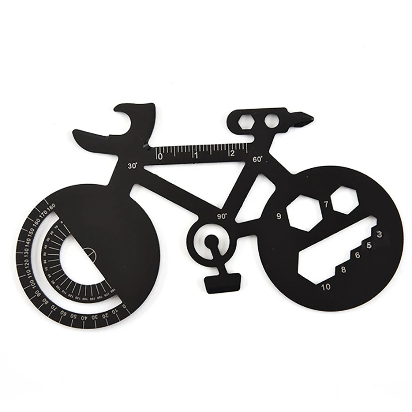 7 in 1 Pocket EDC Bicycle Shape Multitool Card apribottiglie chiave strumento di riparazione per esterni regali creativi per uomo, nero