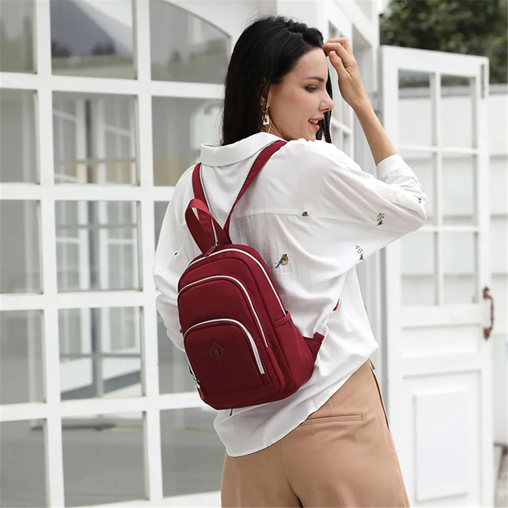 Mochila feminina multifuncional, bolsa de ombro com design casual para mulheres, cor sólida, bolsa de viagem para laptop 2021