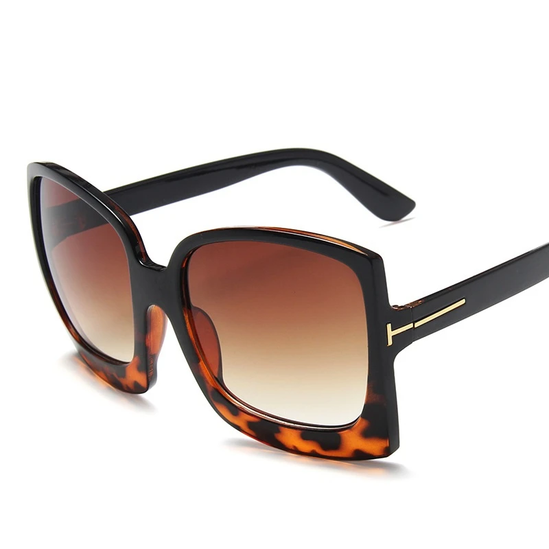 Retro Oversize Square Sunglasses Women Luxury Brand Big Frame Gradient Female Sun Glasses Leopard Vintage Eyewear Oculos UV400