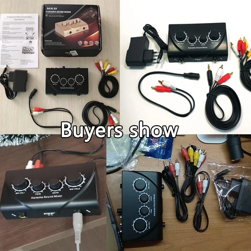 Portable Dual Mic Inputs Audio Sound Mixer For Amplifier & Microphone Karaoke Ok Mixer Black Eu Plug