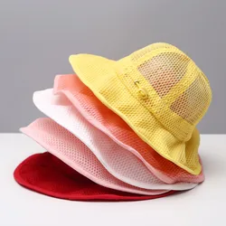 Sombrero de cubo de malla transpirable para niños, Sombrero de Panamá ajustable para el sol, gorra de playa al aire libre, Verano