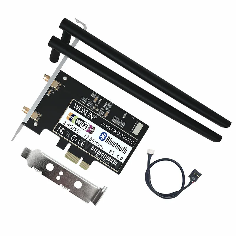 Desktop WIFI PCI Express 7260AC 2.4GHz/5GHz Wi-Fi Inteligente PCIe Bluetooth 867 4.0 wifi card desktop PCIE WIFI AC-7260