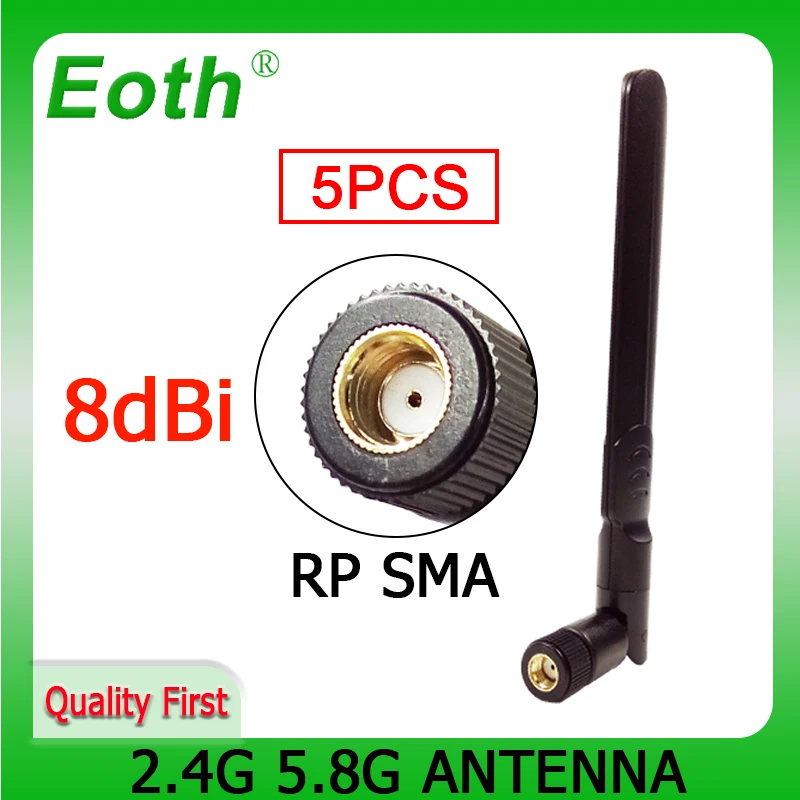 

EOTH5pcs 2,4g 5,8g антенна 8dbi sma Розетка wlan Wi-Fi двухдиапазонная антенна iot модуль маршрутизатор tp link сигнальный приемник антенна с высоким коэффициентом усиления