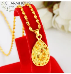 Gold Color Charm Necklaces for Women Waterdrop Pendant Waterwave Chain Collier Femme Choker Statement Jewelry Bijoux