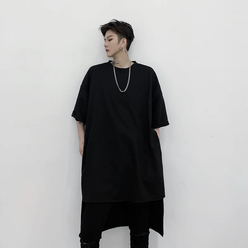 

Men's Short sleeve T-shirt casual loose-fitting oversized T-shirt medium length men's T-shirt street hip hop Gothic trend