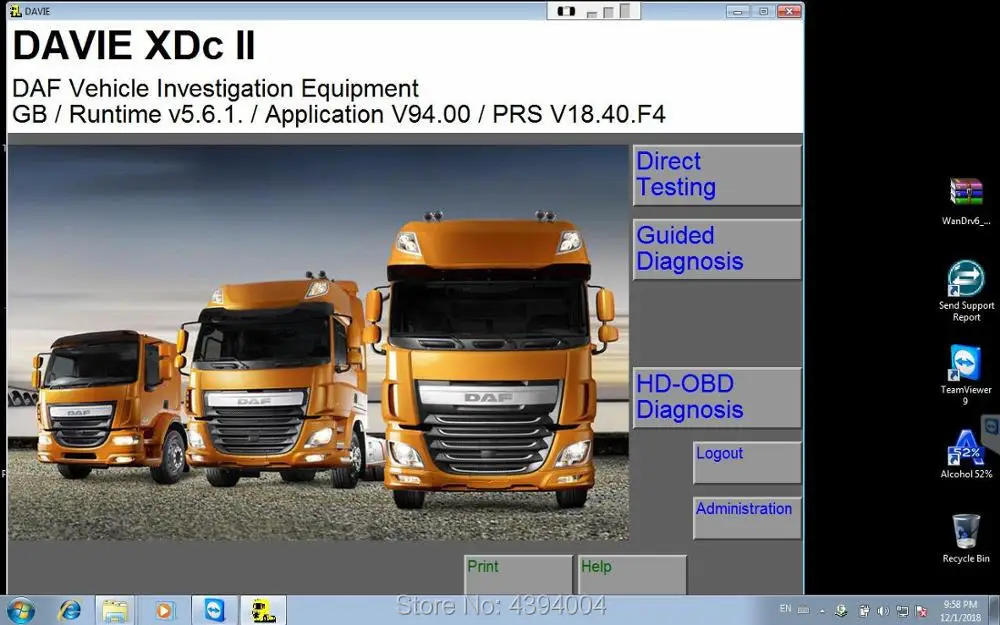 Newest for DAF Davie Runtime 5.6.1 for paccar and for DAF engine diagnostic software+license + Expire Fix 302.00 Key