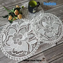 Hot White Lace Round Embroidery Table Place Mat Christmas Pad Cloth Pot Placemat Cup Mug Dining Tea Coaster Glass Doily Kitchen