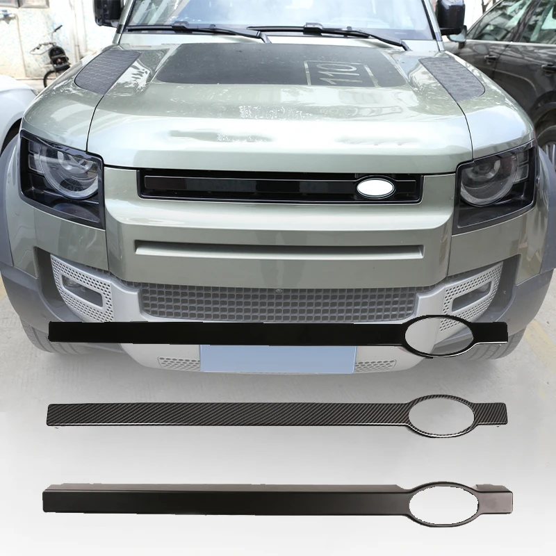 

For Land Rover Defender 90 110 2020-2024 ABS Black Car Styling Front Grille Trim Strips Car Decorations Stickers Accessories