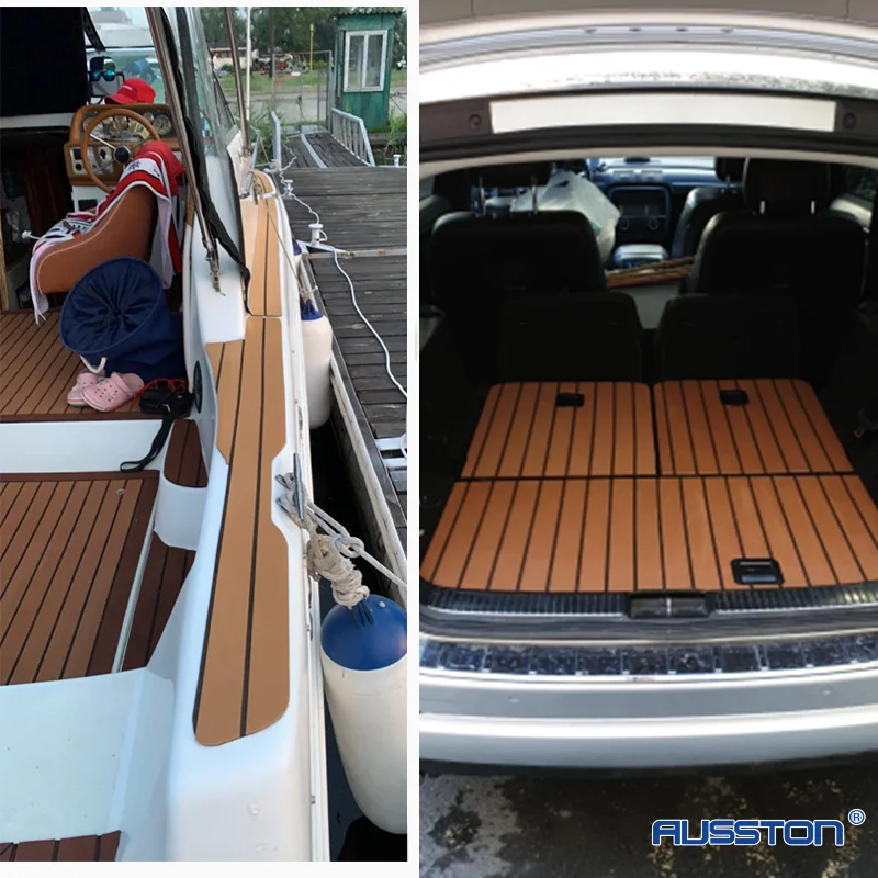 Self-Adhesive EVA Foam Marine Flooring 600x2400x5mm Anti Skid Faux Teak Boat Deck Mat Vehicle Pad Yacht Boat Car Accessories