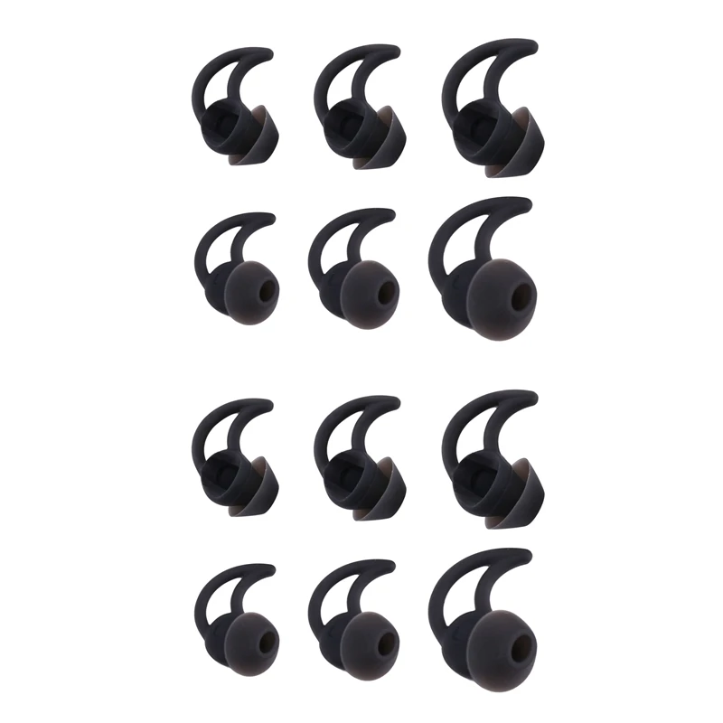 RISE-12Pcs Replace Noise Isolation Ears With Extract Layer Comfort Ears For Bose Ear Tips Qc20 Qc20i QC30 Sie2 IE2 Ie3 Black