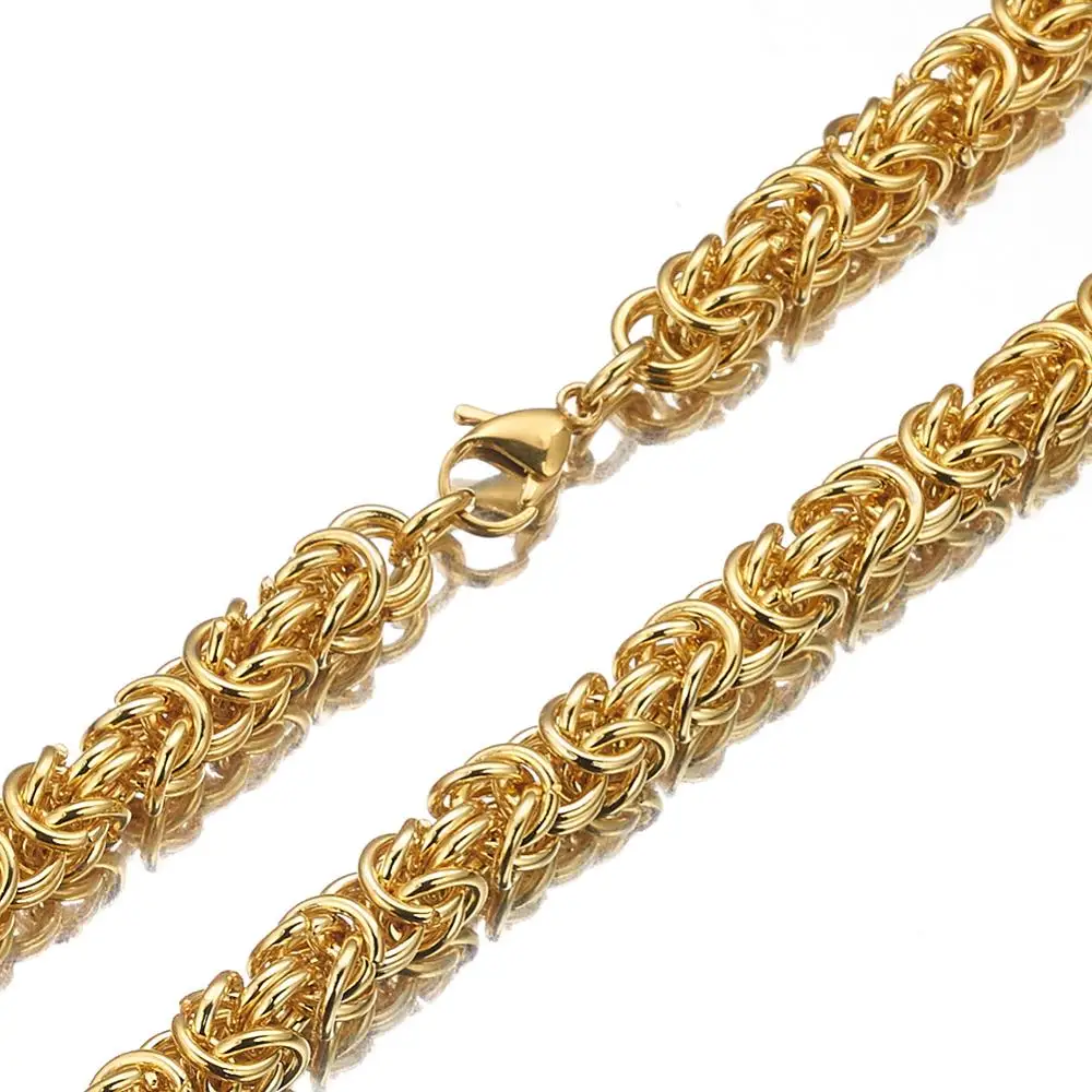 Fashion men jewelry Gold Color stainless steel byzantine chain necklace link chain 7