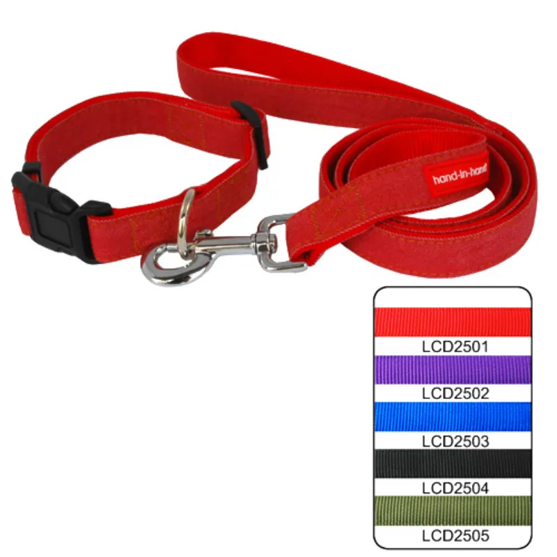 Denim and Nylon Pet Collar and Leash Set, Lcd2501, 2.5cm, 5 Colors