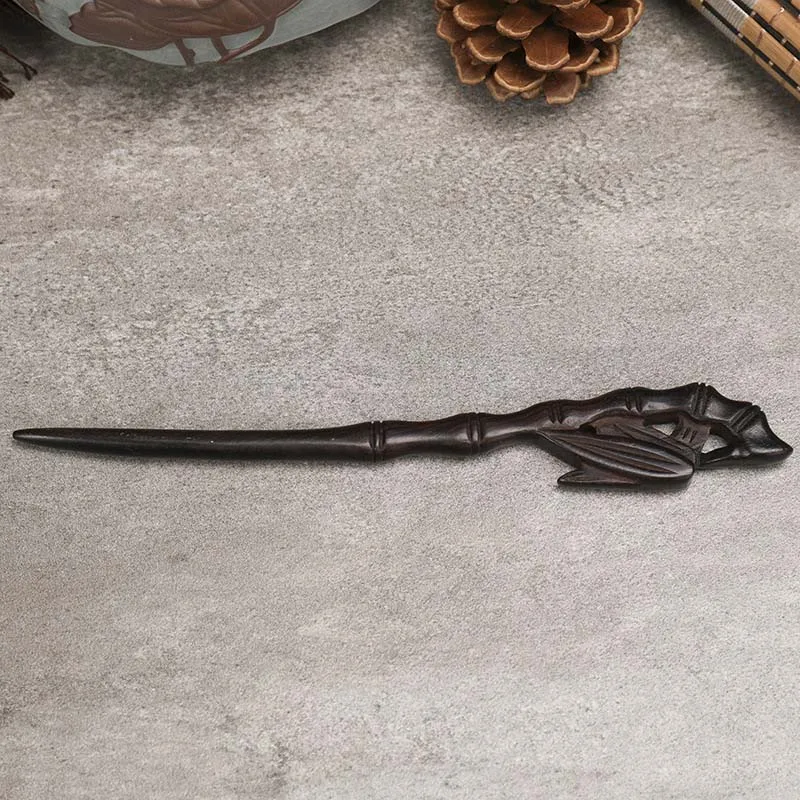 Handmade Carving Ancient Chinese Hairpin Black Sandalwood Hair Forks Clips Women Girls Hanfu Dress Wooden Hair Styling Ornaments image 6