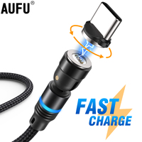 AUFU Magnetic Cable 3A Fast Charging Micro USB Type C Cable For iPhone 12 Xiaomi Magnet Charger Phone Cable Data Cord 2m 1m