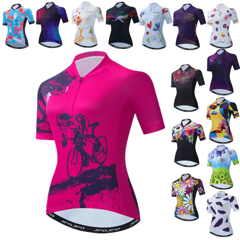 Weimostar Women's Cycling Jersey Pink mtb Bike Jersey Breathable Bicycle Shirt Anti-UV Cycle Wear Road Cycling Clothing Maillot