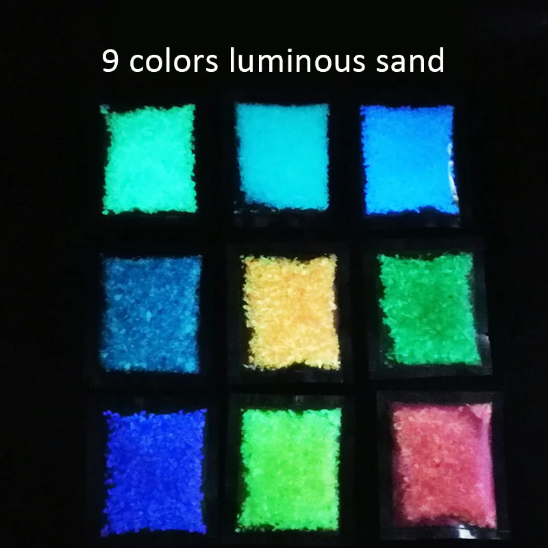 9 Colors 10g DIY Fluorescent Super Luminous Glow Pigment in the Dark Sand Powder Glowing Bright Gravel Noctilucent