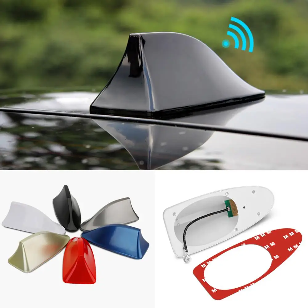 Universal Auto Shark Fin Antenne Auto Radio Antennen FM/AM Signal Schutz Luft Car Styling Auto Dach Dekoration Aufkleber basis