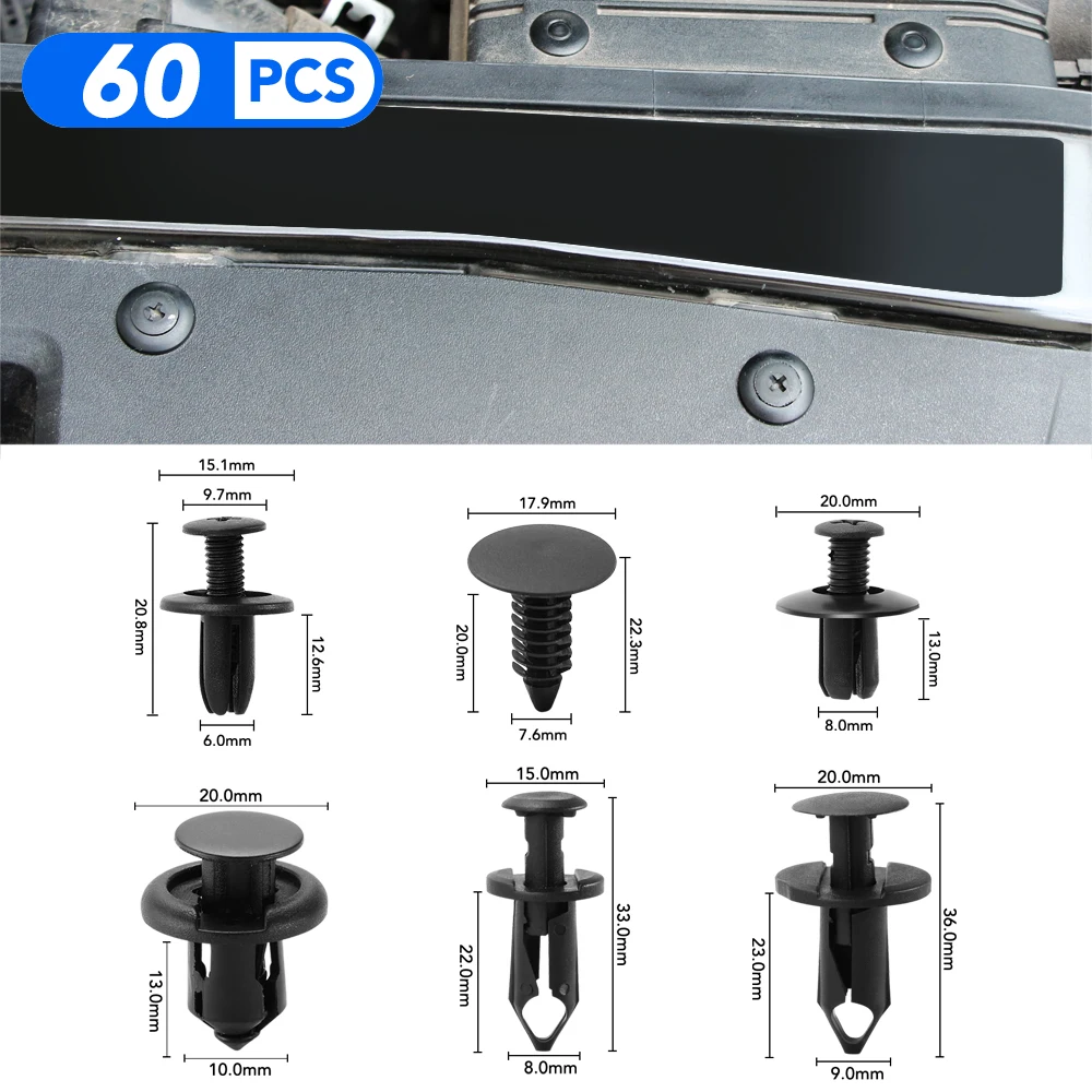 60pcs Auto Fastener Clip Mixed for Lexus CT RC RX LX GX IS NX UX LS GS ES RC LC CT200h RX300 RX330 RX350 RX270 RX450h