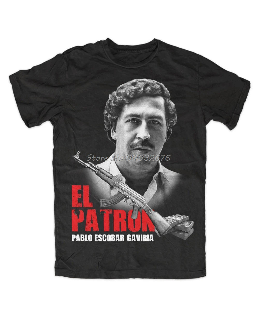 Summer T Shirt Men O-Neck Tee Shirt El Patron Pablo T-Shirt Kult Crime Drugs Kolumbien,Escobar Cool Tee Shirts