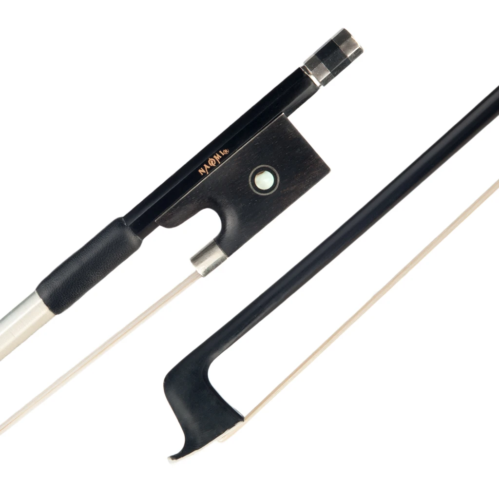 LOMMI Black Carbon Fiber Violin Bow Full Size 4/4 Lightweight Ebony Frog Parisian Eye Inlay White Horsehair Stunning Fiddle Bow