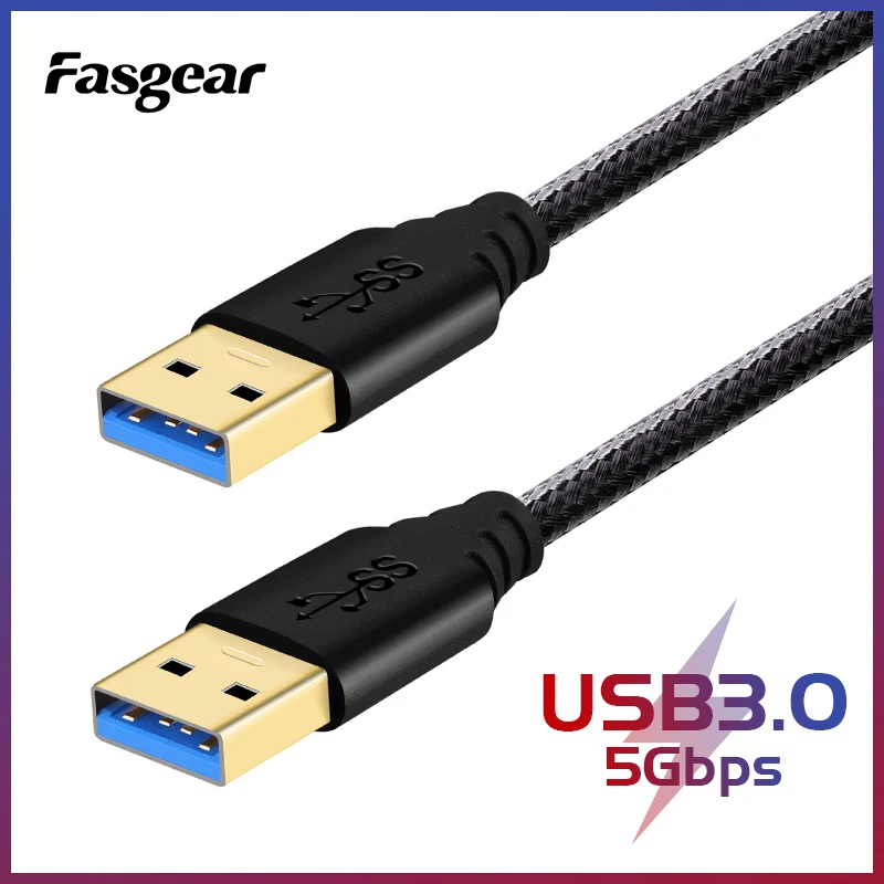 Fasgear USB to USB Extension Cable 5Gbps A Male to Male USB 3.0 Cable Extender for Hard Drive Webcom camera USB Cable Extender