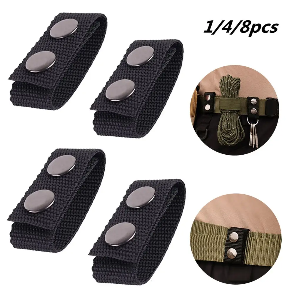 1/4/8Pcs Portable Sports Double Snaps Belt Keeper Heavy Duty Nylon Strap Belt Buckle