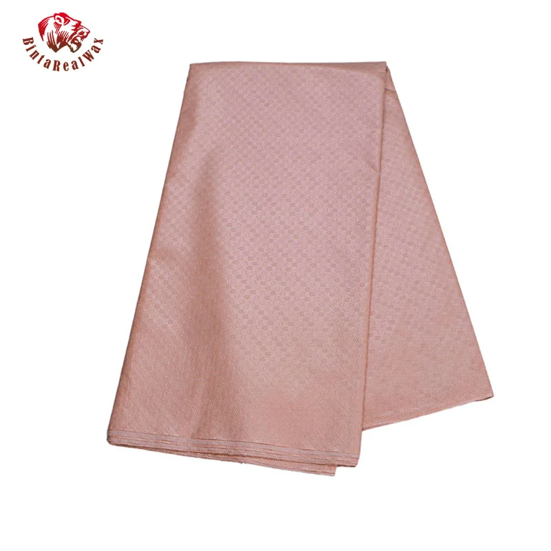 Bintarealwax Jacquard Fabric Bazin Ligth pink Polyester Material for Men Robe Solid Color Party Dress Materal 5 Yard/Lot  CS3298