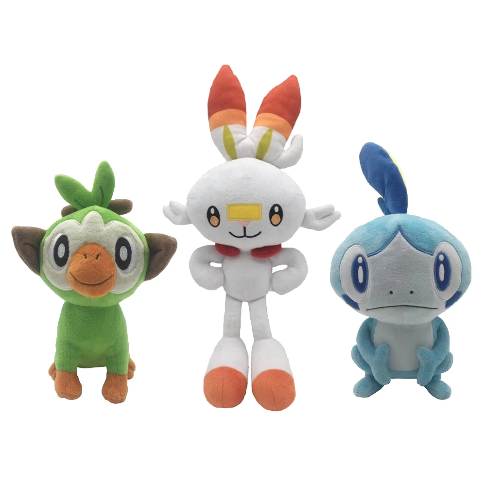 Pokemon Sobble Scorbunny Grookey Cartoon Elf Figure Plush Cinderace Soft Stuffed Collection Pikachu Toys For Kid Christmas Gift