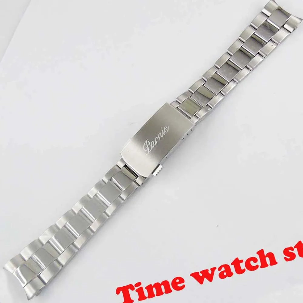 20mm watch band bracelet strap center polished push button clasp 316L stainless steel fit Parnis 39mm Quartz Watch or 41mm watch