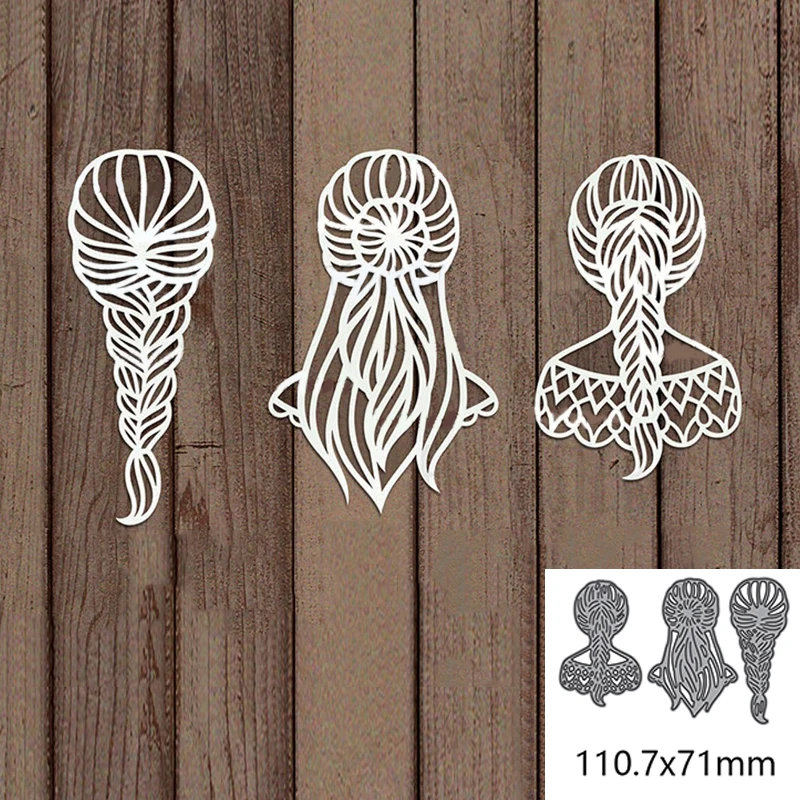 

3pcs Girl's Hairstyle Metal Cutting Dies For DIY Scrapbook Cutting Die Paper Cards Embossed Decorative Craft Die Cut New Arrival