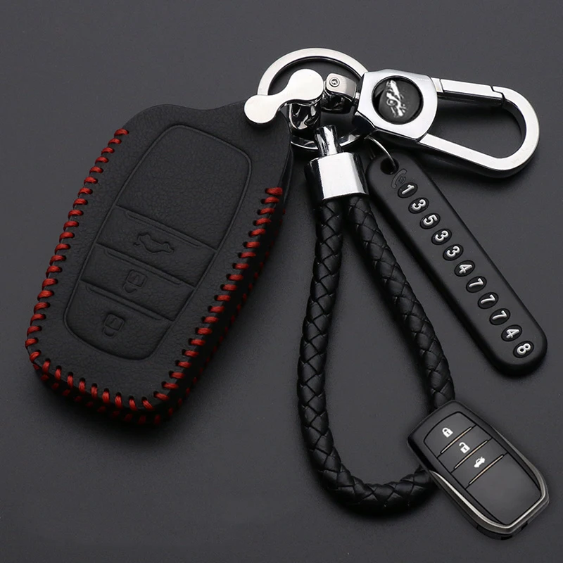 

Luminous Leather Car Smart Key Cover Protective Case Holder For Toyota Hilux Fortuner Land Cruiser Camry 2017 2018 Accessories