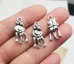 30pcs/lot--24x10mm Antique Silver Plated Frog Charms Lover Pendants DIY Necklace Supplies Jewelry Making Finding Accessories