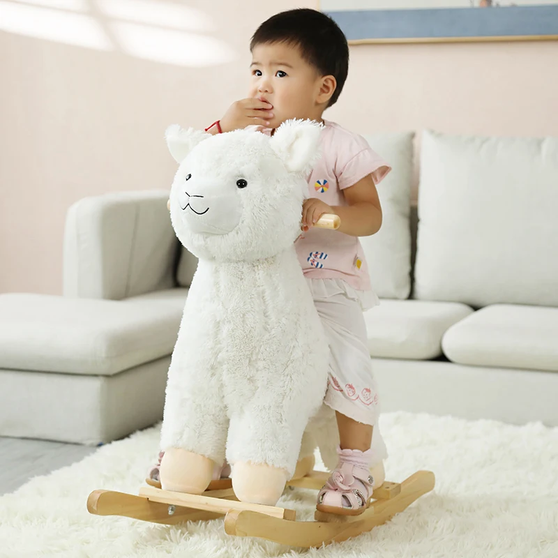 Rocking Horse Chair Cartoon Wooden Plush Kids Room Decoration Chair Girl Birthday Gifts растущий стул для детей Furniture Chairs