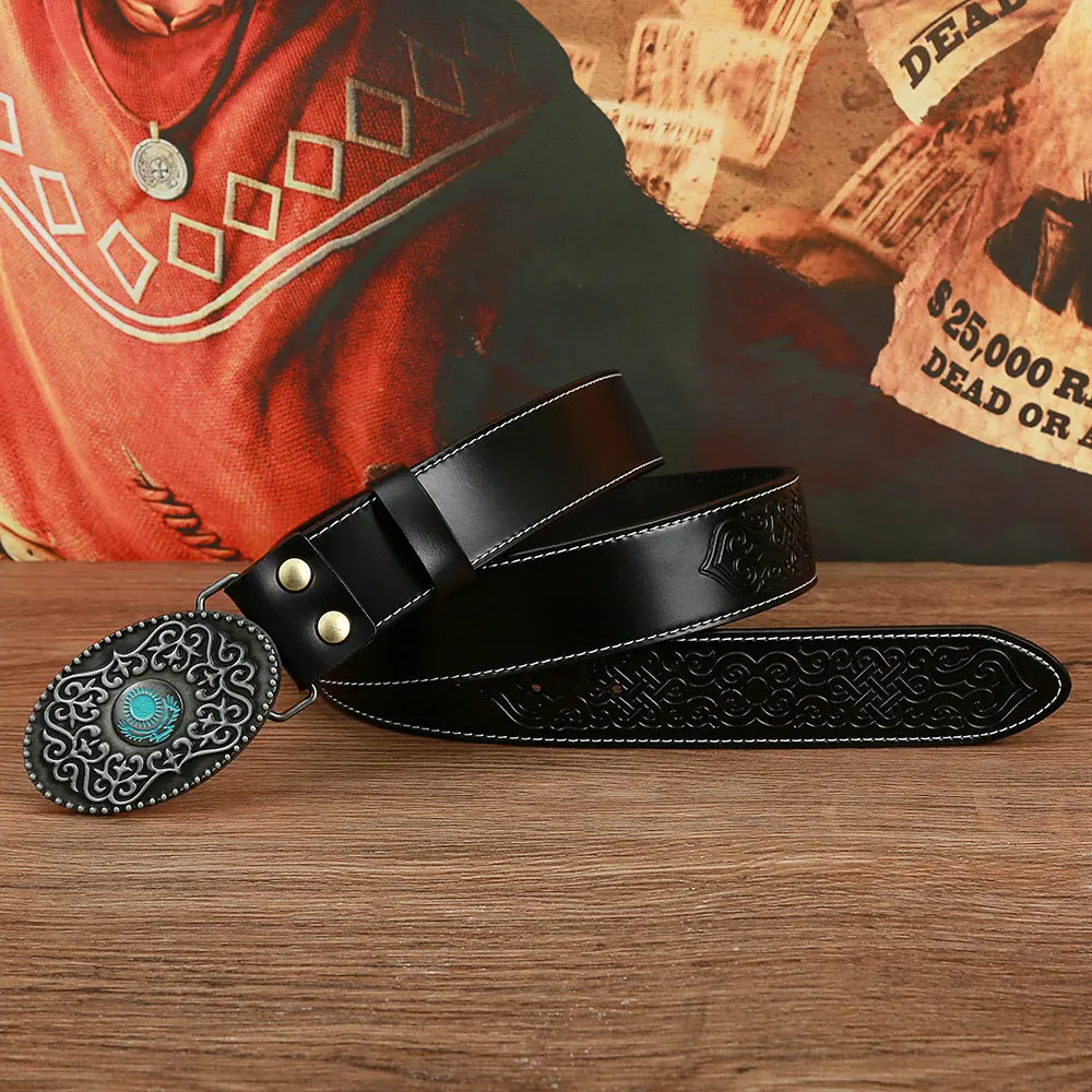 

Western cowboy zinc alloy drip oil vintage flower belt buckle men's leather belt birthday gift