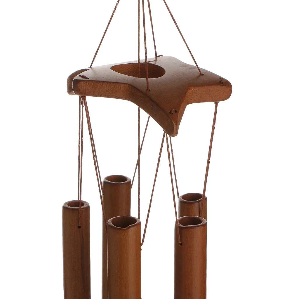 الخيزران Windchime ساحة حديقة ديكور في الهواء الطلق الرياح الدقات نجمة القمر الرياح جرس البني