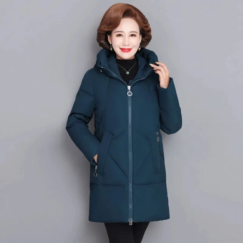 2022 New Winter Padded Jacket Mother Mid-Aged and elderly female Long Cotton-Padded Jacket Thick Parkas Mother Down Cotton Coat