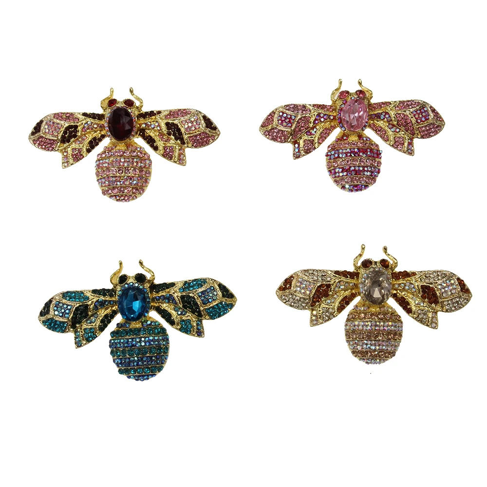 

60 mm Mix Color Rhinestone Bumble Bee Brooches Honeybee Insect Bee Brooch Pin For Women